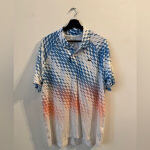 Lacoste Men's Polo with Blue and Orange Pattern